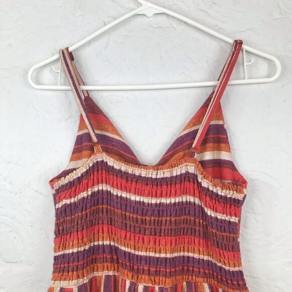 Eyeshadow purple/orange/cream striped romper-L  - Picture 6 of 8